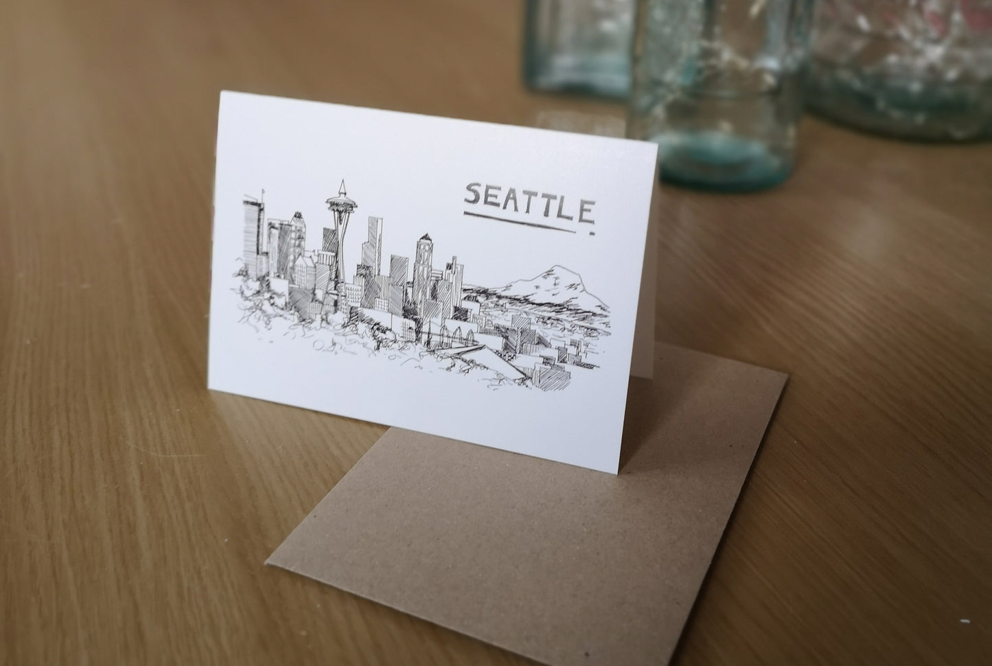 Seattle Skyline Greetings Card