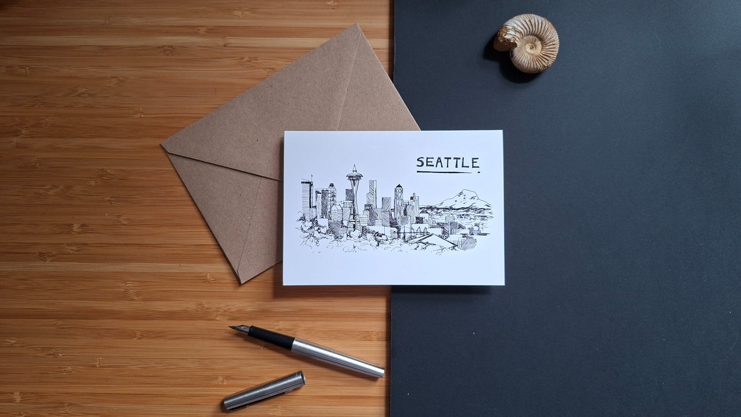 Seattle Skyline Greetings Card