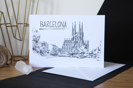 Barcelona Skyline Greetings Card