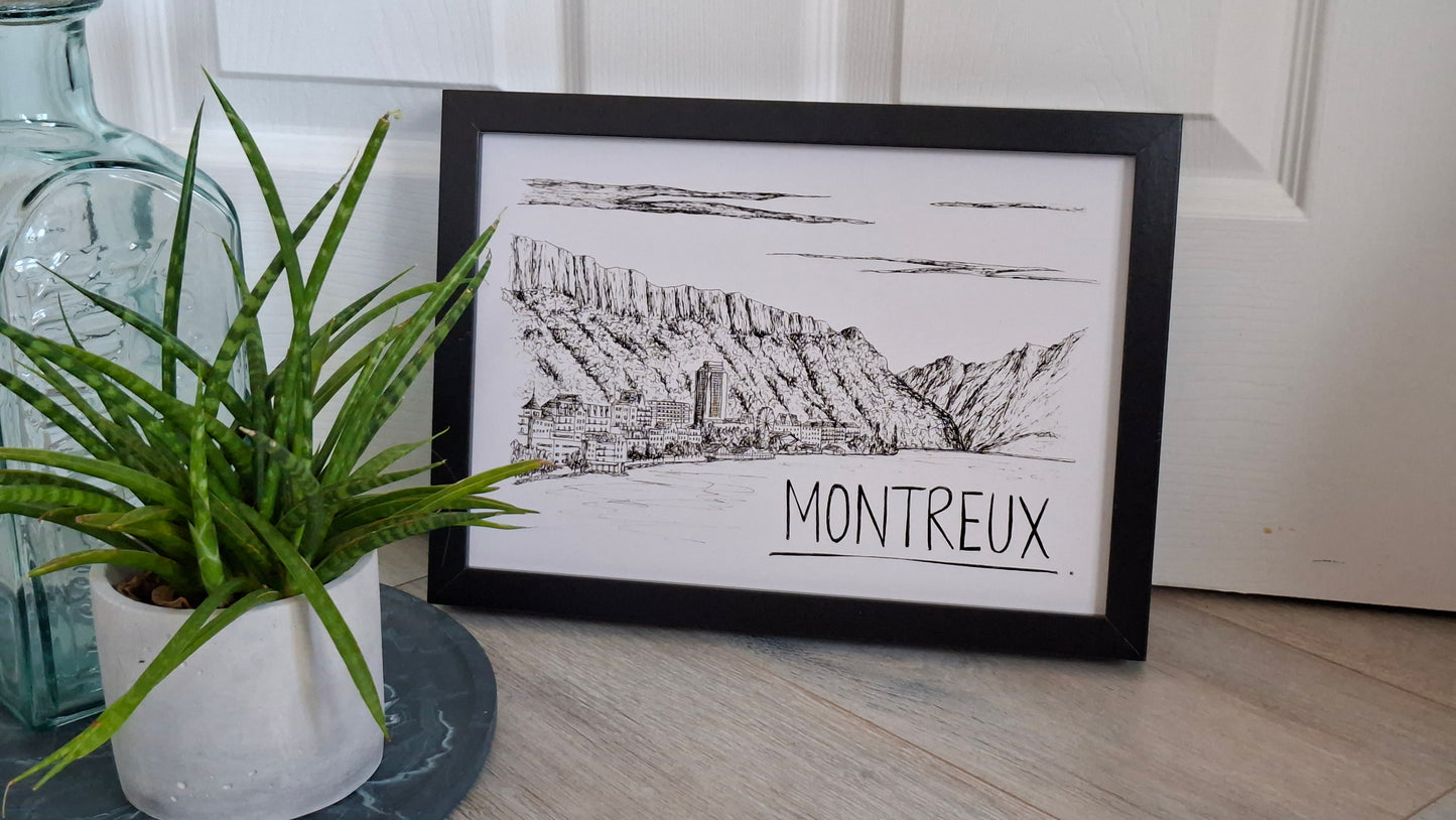 Montreux Skyline Art Print