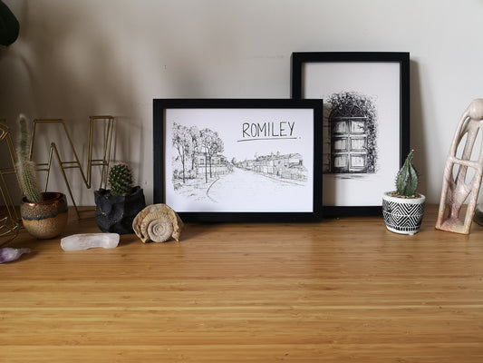 Romiley Skyline Art Print