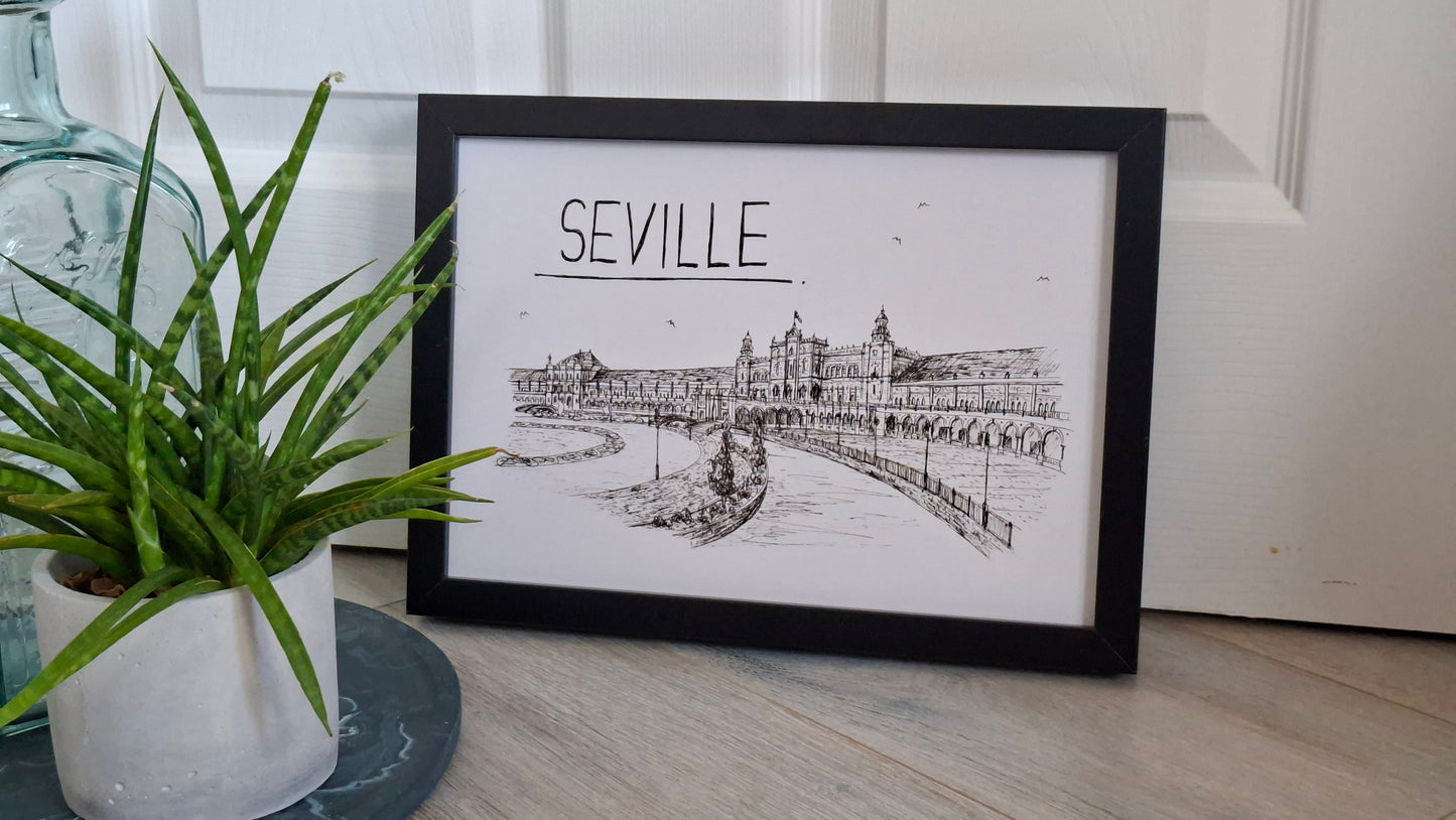 Seville Skyline Art Print