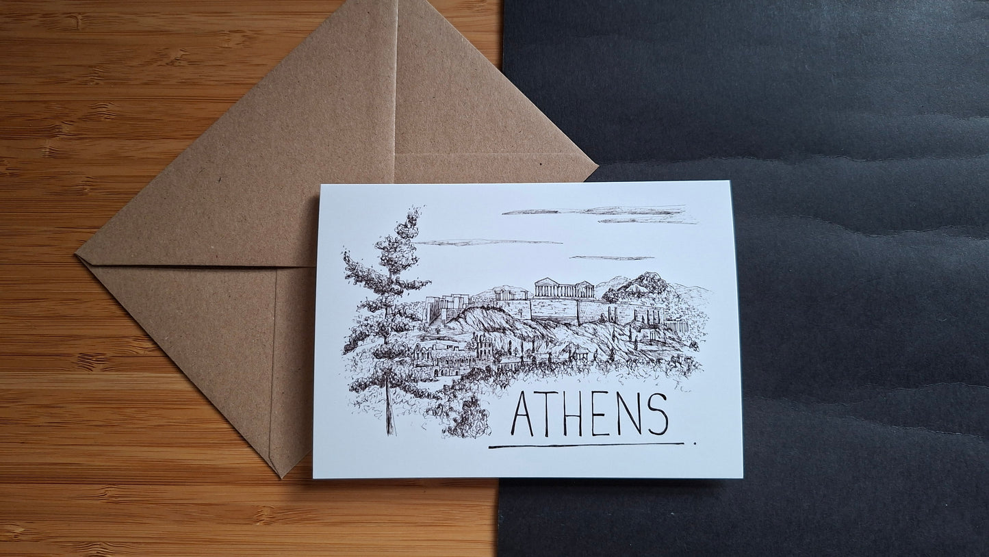 Athens Skyline Greetings Card