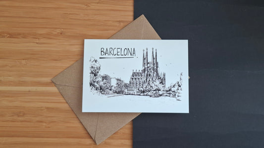 Barcelona Skyline Greetings Card